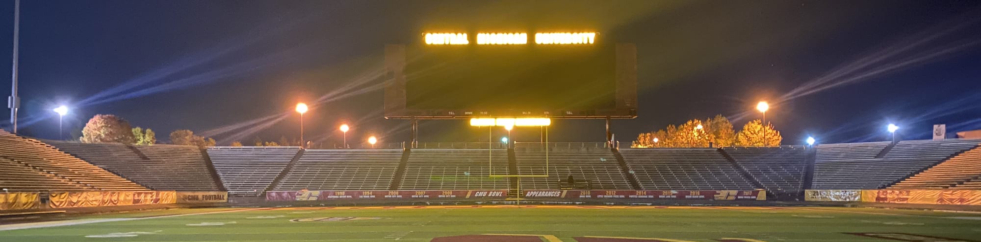 empty football stadium at night under the lights McAllen