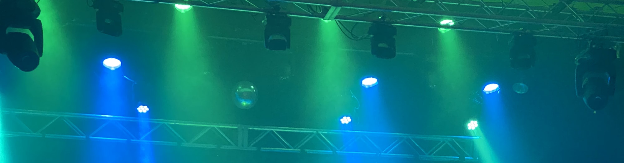 blue and green theater stage lights McAllen